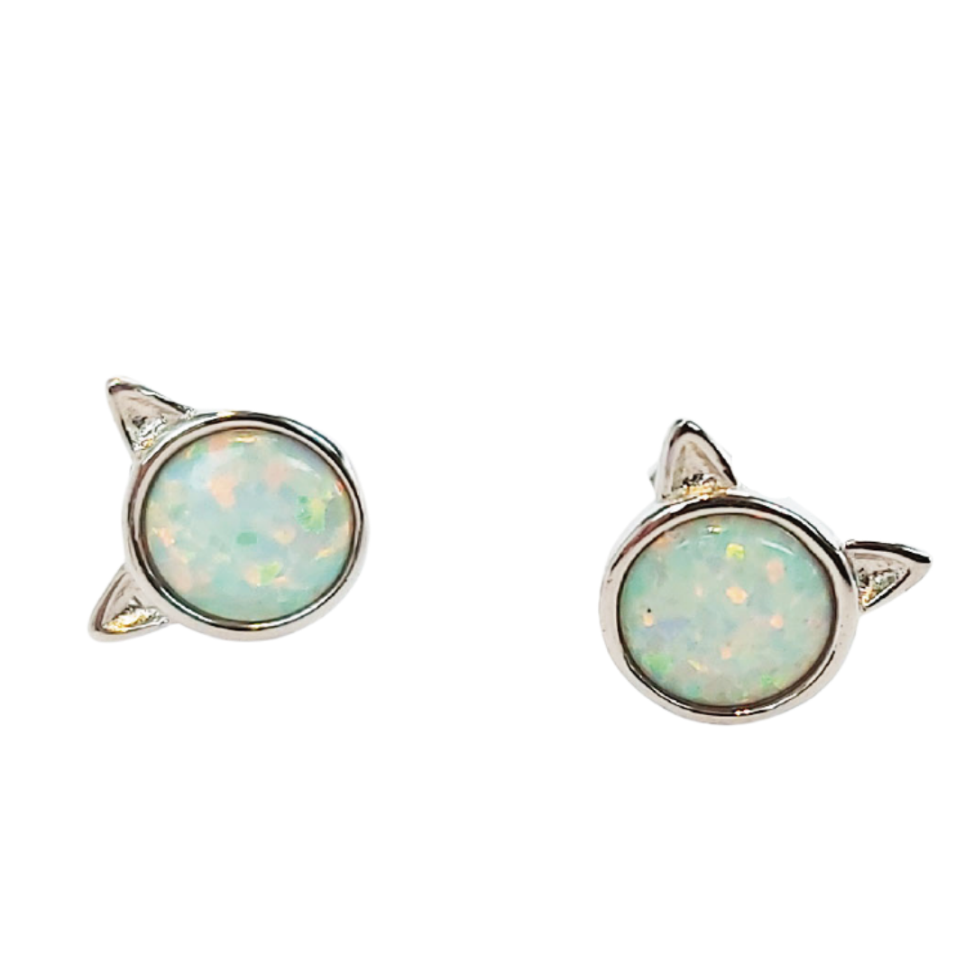 AROS GATITO ÓPALO - MARGARITA JOYERIA INFANTIL
