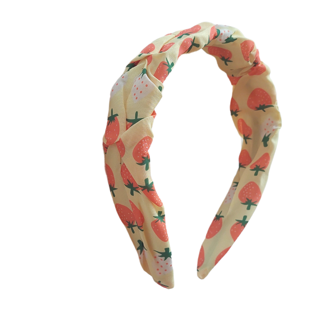 Cintillo Rígido Frutillas Forrado - MARGARITA JOYERIA INFANTIL